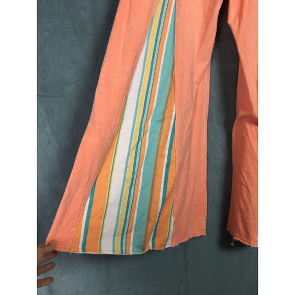 J.Her USA Womens Mineral Washed Wide Leg Pant Orange Patchwork Boho Preppy Sz S - Picture 15 of 16